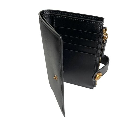 Versace 1002897 Medusa Gold Compact Black Leather Folding Wallet - Picture 6 of 15